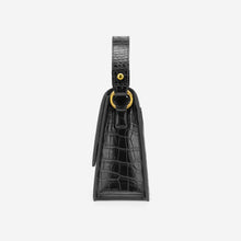 Load image into Gallery viewer, The Fae Top Handle Bag - Black Croc